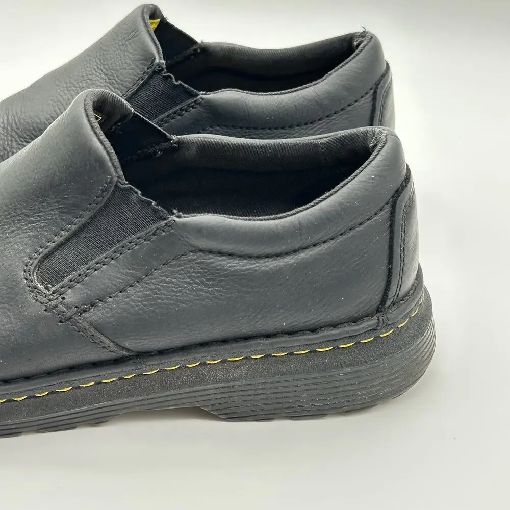 Dr. Martens Boyle Shoes Mens 11 Black Leather Slip On SoftWair Comfort Casual